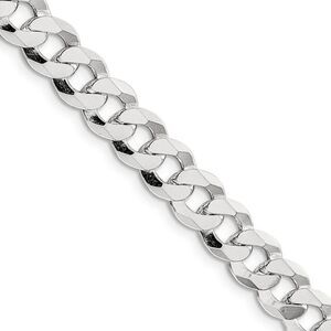 Men's 8.5mm Sterling Silver Solid Flat Curb Chain Necklace, 22 Inch